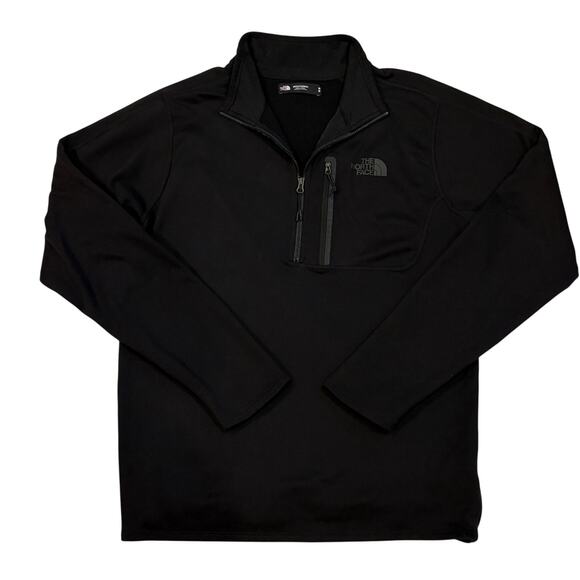The North Face Sweatshirt Mens Sz Medium Black Canyonlands Fleece Lined 1/2 Zip - Picture 1 of 9